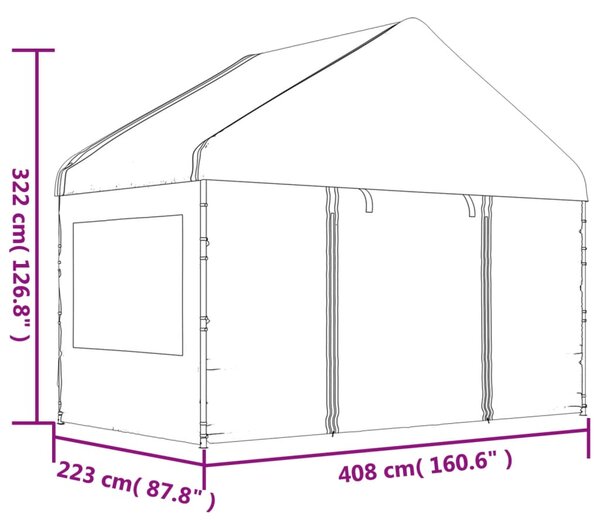 VidaXL Κιόσκι με Τέντα Λευκό 17,84 x 4,08 x 3,22 μ. από Πολυαιθυλένιο