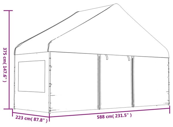 VidaXL Κιόσκι με Τέντα Λευκό 6,69 x 5,88 x 3,75 μ. από Πολυαιθυλένιο