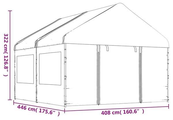 VidaXL Κιόσκι με Τέντα Λευκό 4,46 x 4,08 x 3,22 μ. από Πολυαιθυλένιο