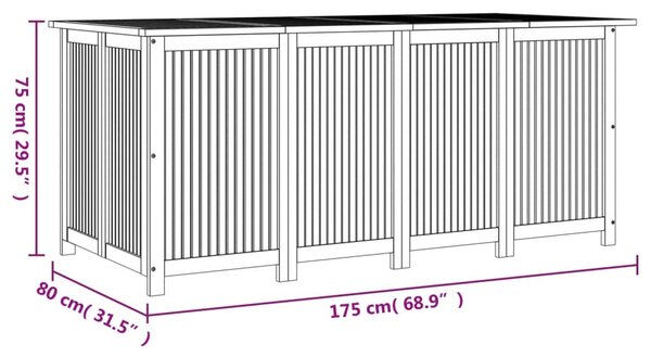 VidaXL Μπαούλο Αποθήκευσης Κήπου 175x80x75 εκ. από Μασίφ Ξύλο Ακακίας