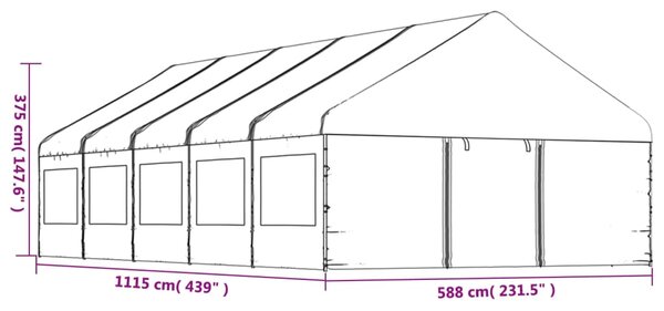 VidaXL Κιόσκι με Τέντα Λευκό 11,15 x 5,88 x 3,75 μ. από Πολυαιθυλένιο