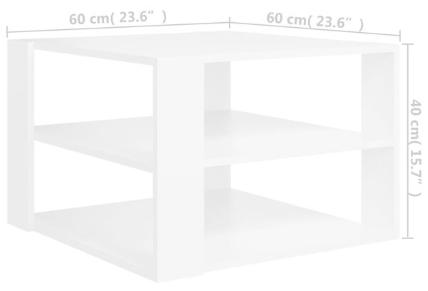 VidaXL Τραπεζάκι Σαλονιού Λευκό 60 x 60 x 40 εκ. από Μοριοσανίδα