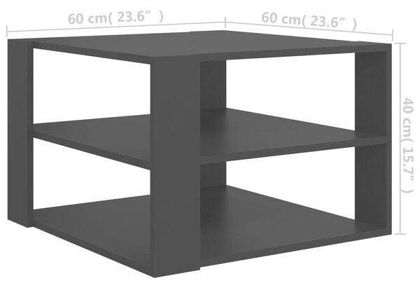 VidaXL Τραπεζάκι Σαλονιού Μαύρο 60 x 60 x 40 εκ. Μοριοσανίδα