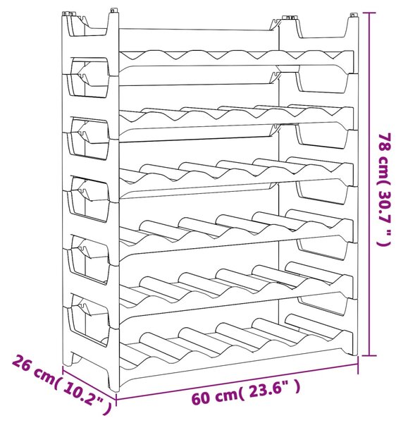 VidaXL Ραφιέρα Κρασιών Στοιβαζόμενη για 36 Μπουκάλια από Πολυπρ/λένιο