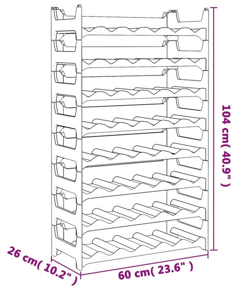 VidaXL Ραφιέρα Κρασιών Στοιβαζόμενη για 48 Μπουκάλια από Πολυπρ/λένιο