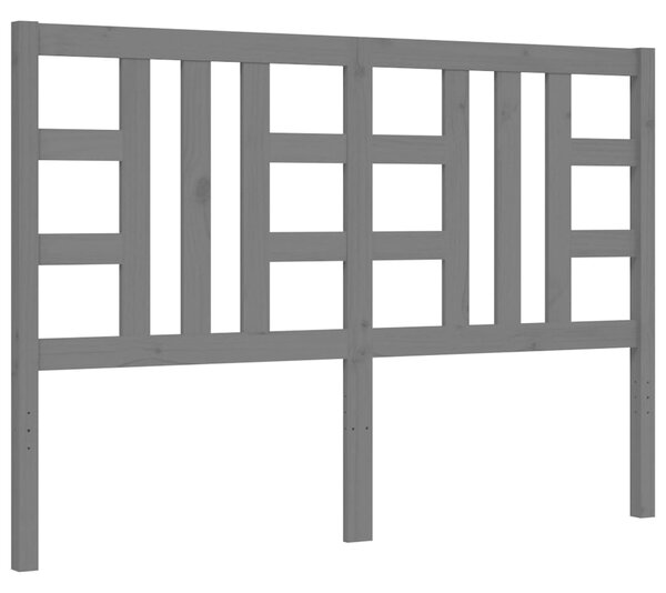 VidaXL Πλαίσιο Κρεβατιού με Κεφαλάρι Γκρι 140 x 190 εκ. από Μασίφ Ξύλο