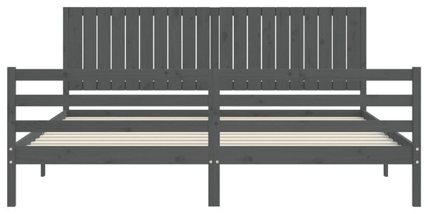 VidaXL Πλαίσιο Κρεβατιού με Κεφαλάρι Γκρι 200x200 εκ. Μασίφ Ξύλο