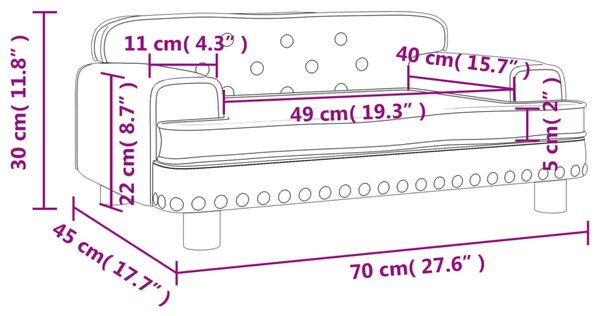 VidaXL Καναπές Παιδικός Καφέ 70 x 45 x 30 εκ. από Συνθετικό Δέρμα