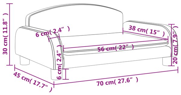 VidaXL Καναπές Παιδικός Μαύρο 70x45x30 εκ. από Ύφασμα