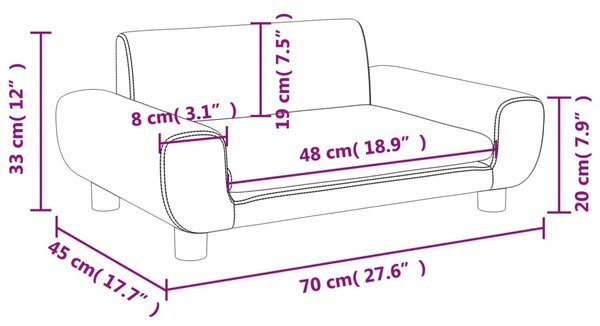 VidaXL Καναπές Παιδικός Κρεμ 70 x 45 x 33 εκ. Βελούδινος