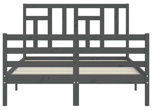 VidaXL Πλαίσιο Κρεβατιού με Κεφαλάρι Γκρι 140 x 190 εκ. από Μασίφ Ξύλο
