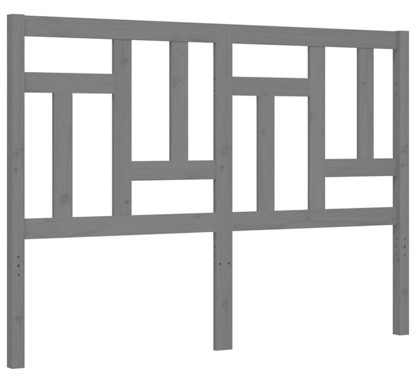 VidaXL Πλαίσιο Κρεβατιού με Κεφαλάρι Γκρι 140 x 190 εκ. από Μασίφ Ξύλο