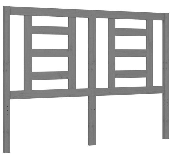 VidaXL Πλαίσιο Κρεβατιού με Κεφαλάρι Γκρι 140 x 190 εκ. από Μασίφ Ξύλο