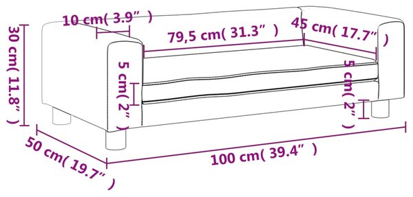 VidaXL Καναπές Παιδικός με Υποπόδιο Μαύρος 100x50x30 εκ. Συνθ. Δέρμα