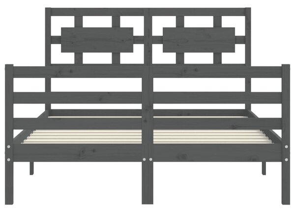 VidaXL Πλαίσιο Κρεβατιού με Κεφαλάρι Γκρι 140 x 190 εκ. από Μασίφ Ξύλο