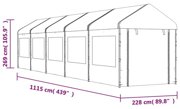 VidaXL Κιόσκι με Τέντα Λευκό 11,15 x 2,28 x 2,69 μ. από Πολυαιθυλένιο