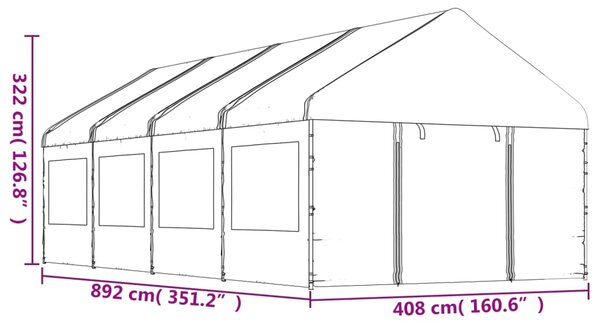 VidaXL Κιόσκι με Τέντα Λευκό 8,92 x 4,08 x 3,22 μ. από Πολυαιθυλένιο