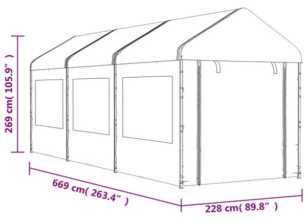 VidaXL Κιόσκι με Τέντα Λευκό 6,69 x 2,28 x 2,69 μ. από Πολυαιθυλένιο