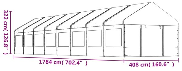 VidaXL Κιόσκι με Τέντα Λευκό 17,84 x 4,08 x 3,22 μ. από Πολυαιθυλένιο