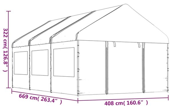 VidaXL Κιόσκι με Τέντα Λευκό 6,69 x 4,08 x 3,22 μ. από Πολυαιθυλένιο