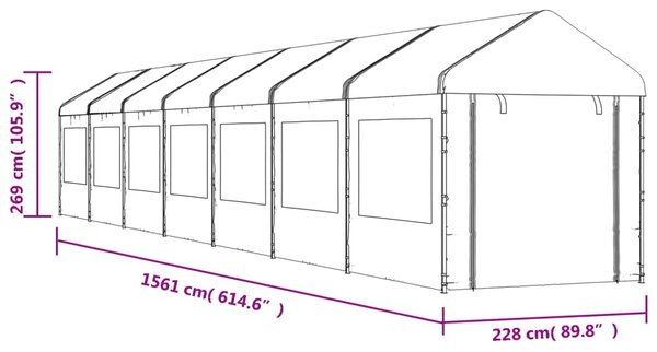 VidaXL Κιόσκι με Τέντα Λευκό 15,61 x 2,28 x 2,69 μ. από Πολυαιθυλένιο