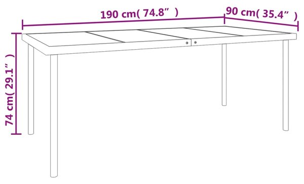 VidaXL Σετ Τραπεζαρίας Κήπου 7 Τεμαχίων Μαύρο από Ατσάλι & Textilene