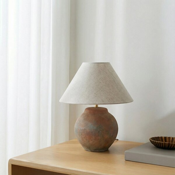Lucande Επιτραπέζιο φωτιστικό Thalorin, ύψος 39 cm, καφέ, κεραμικό, Καφέ / Σκουριάς, Σαλόνι / τραπεζαρία, Κεραμικό υλικό, Σκανδιναβικό
