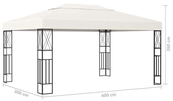 VidaXL Κιόσκι με Φωτάκια LED Κρεμ 3 x 4 μ. Υφασμάτινο