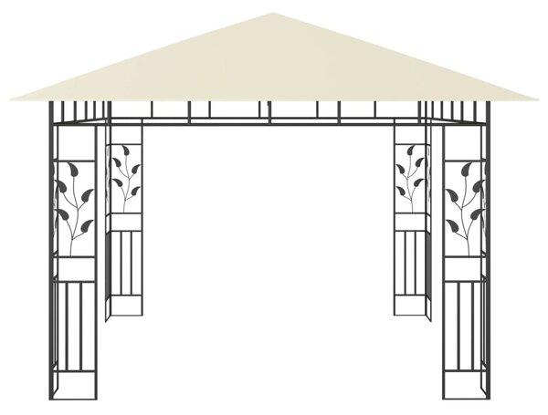 VidaXL Κιόσκι με Σήτα και Φωτάκια LED Κρεμ 3 x 3 x 2,73 μ