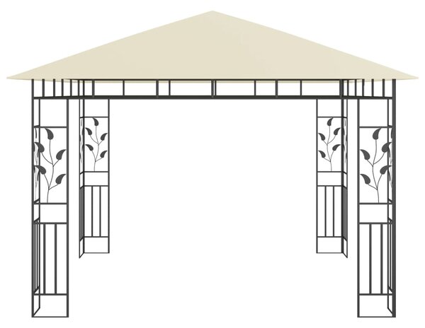 VidaXL Κιόσκι με Σήτα και Φωτάκια LED Κρεμ 3 x 3 x 2,73 μ