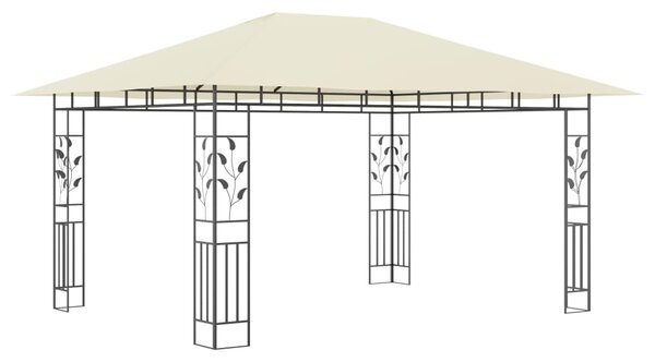 VidaXL Κιόσκι με Σήτα και Φωτάκια LED Κρεμ 4 x 3 x 2,73 μ