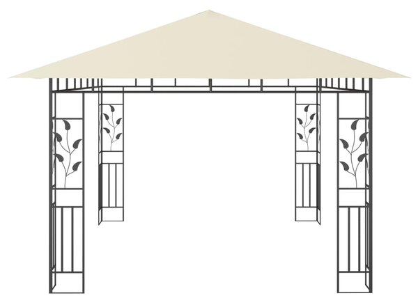 VidaXL Κιόσκι με Σήτα και Φωτάκια LED Κρεμ 4 x 3 x 2,73 μ