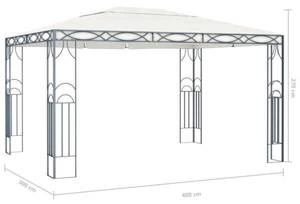 VidaXL Κιόσκι με Φωτάκια LED Κρεμ 400 x 300 εκ