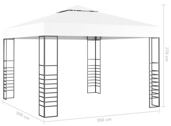 VidaXL Κιόσκι με Φωτάκια LED Λευκό 3 x 3 μ