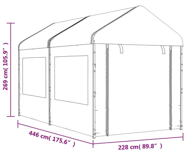 VidaXL Κιόσκι με Τέντα Λευκό 4,46 x 2,28 x 2,69 μ. από Πολυαιθυλένιο