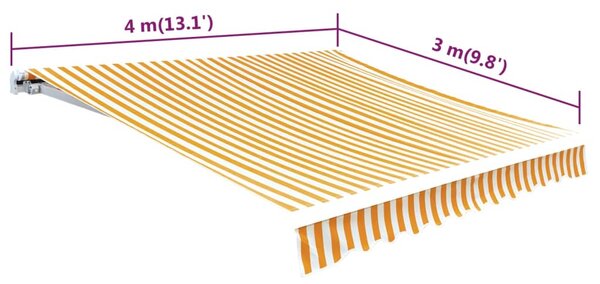 VidaXL Τεντόπανο Έντονο Κίτρινο/Λευκό 4x3 μ Καραβόπανο (Χωρίς Πλαίσιο)