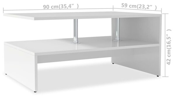 VidaXL Τραπεζάκι Σαλονιού Λευκό 90 x 59 x 42 εκ. Επεξ. Ξύλο