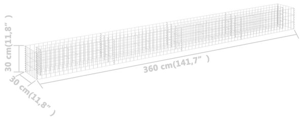 VidaXL Συρματοκιβώτιο-Γλάστρα Υπερυψωμένη 360x30x30 εκ. Γαλβ. Χάλυβας