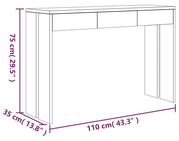 VidaXL Τραπέζι Κονσόλα 110 x 35 x 75 εκ. από Μασίφ Ξύλο Teak