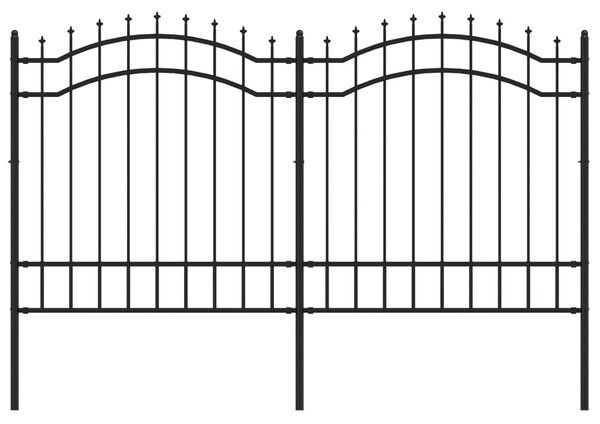 VidaXL Φράχτης με Ακίδες Μαύρος 165 εκ. Ατσάλι Ηλεκτροστ. Βαφή Πούδρας