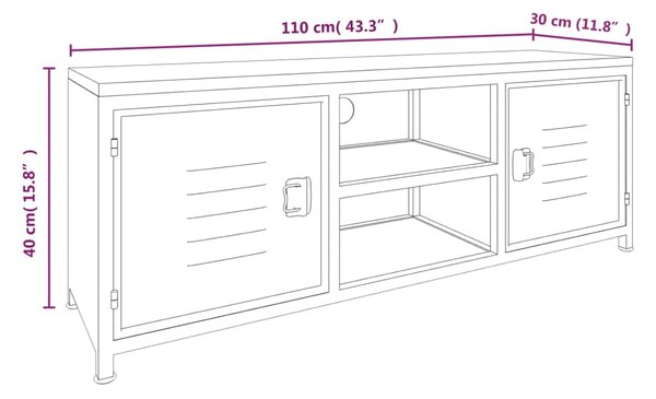 VidaXL Έπιπλο Τηλεόρασης 110 x 30 x 40 εκ. Σίδηρο & Μασίφ Ξύλο Ελάτης