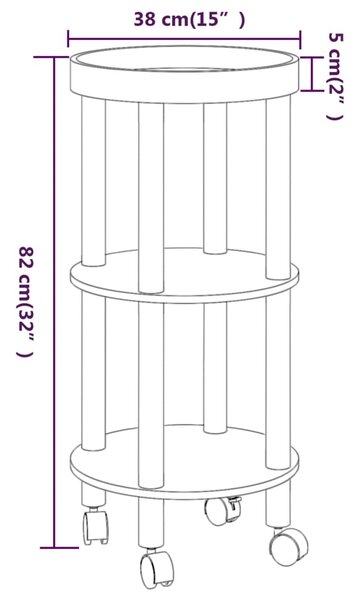 VidaXL Τρόλεϊ 3 Επιπέδων Λευκό 38 x 38 x 82 εκ. Επεξ. Ξύλο/Μασίφ Πεύκο