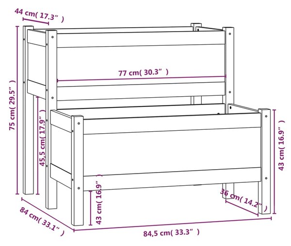 VidaXL Ζαρντινιέρα Λευκή 84,5 x 84 x 75 εκ. από Μασίφ Ξύλο Πεύκου