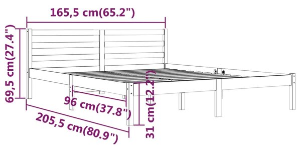 VidaXL Πλαίσιο Κρεβατιού Γκρι 160 x 200 εκ. από Μασίφ Ξύλο Πεύκου