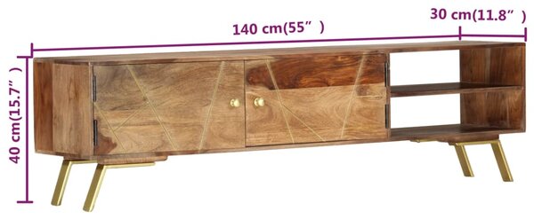 VidaXL Έπιπλο Τηλεόρασης 140 x 30 x 40 εκ. από Μασίφ Ξύλο Sheesham