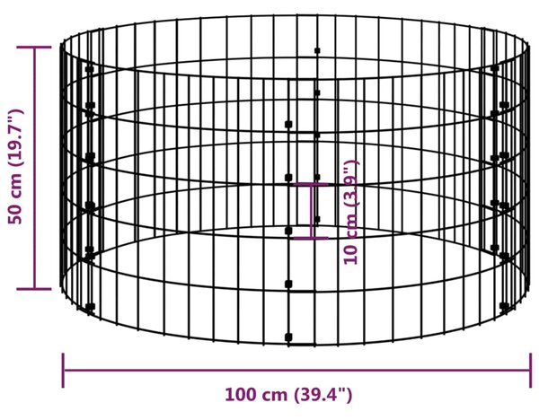 VidaXL Συρματοκιβώτιο-Γλάστρα Στύλος Κυκλική Ø100x50 εκ. Γαλβ. Χάλυβας