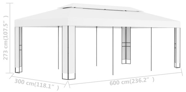 VidaXL Κιόσκι με Διπλή Οροφή Λευκό 3 x 6 μ