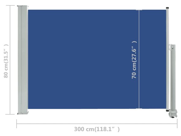 VidaXL Σκίαστρο Πλαϊνό Συρόμενο Βεράντας Μπλε 80 x 300 εκ