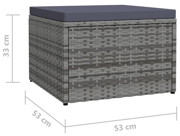 VidaXL Υποπόδιο Κήπου Γκρι από Συνθετικό Ρατάν με Μαξιλάρια