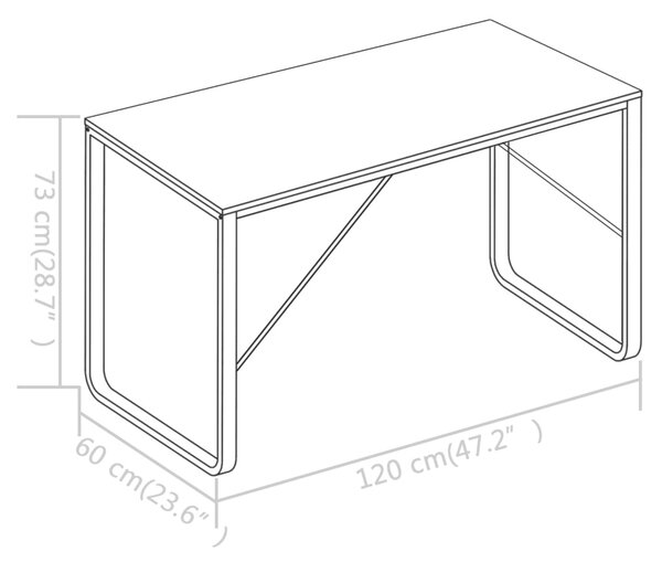 VidaXL Γραφείο Υπολογιστή Μαύρο και Χρώμα Δρυός 120 x 60 x 73 εκ